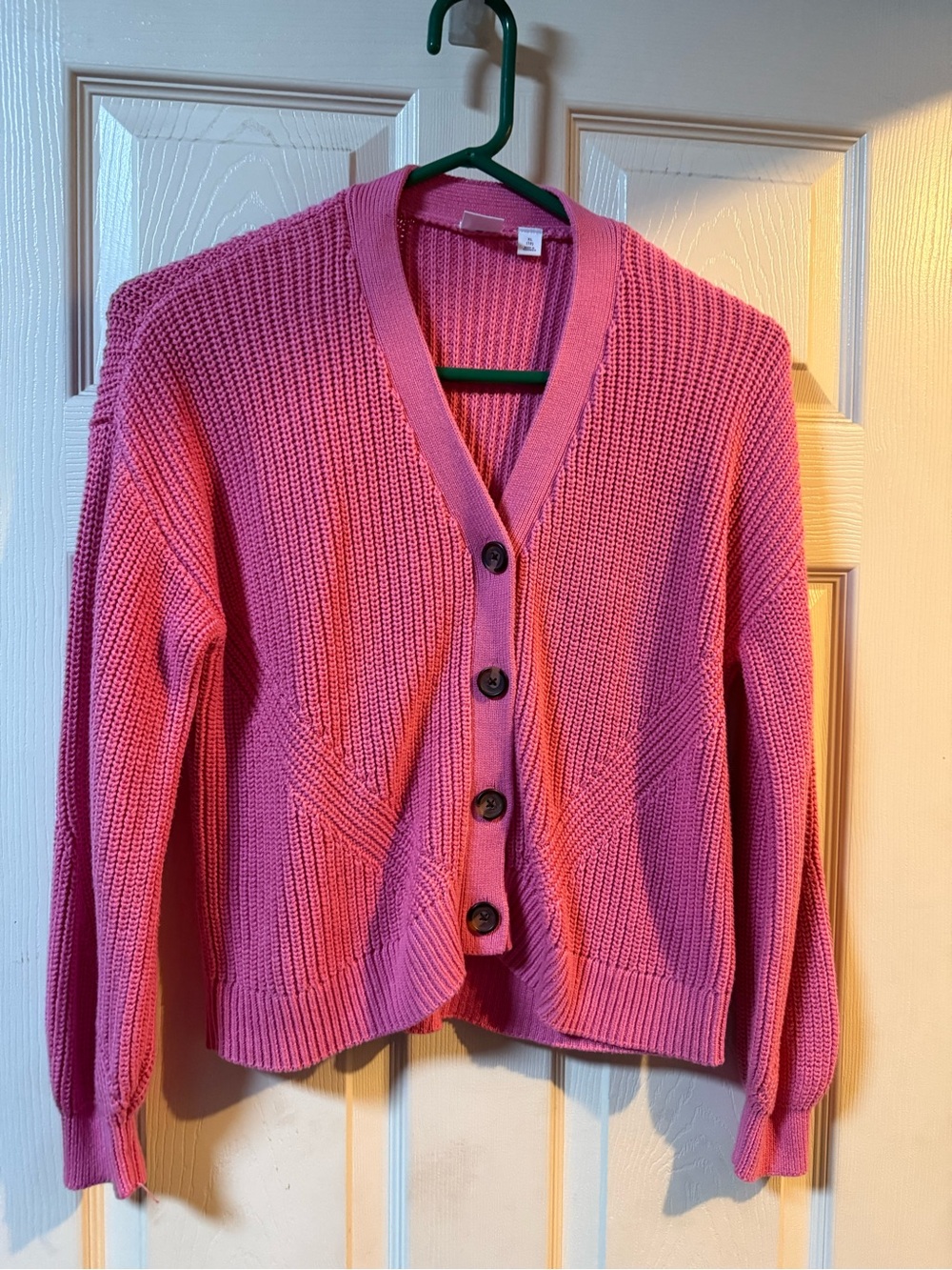 GAP Hot Pink Button-Front V-Neck Cardigan